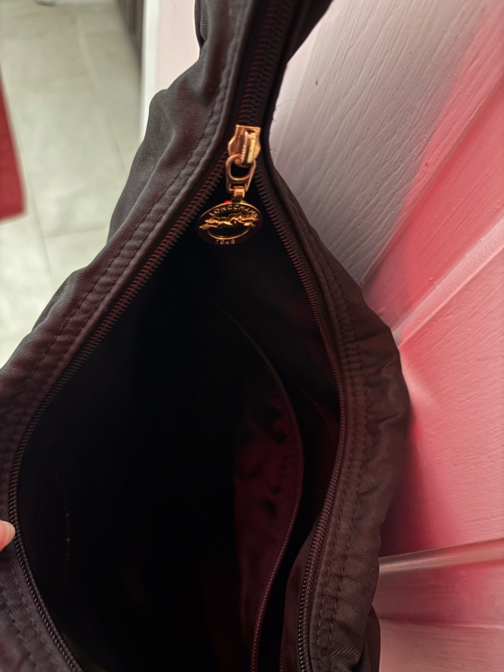 Longchamp Le Pliage Nylon Hobo Bag Black - Picture 4 of 4